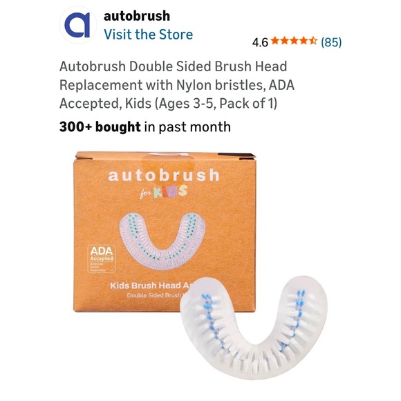 Autobrush Other - Autobrush Kids Double Sided Brush Head Replacement Ages 3-5 Nylon Bristles ADA
